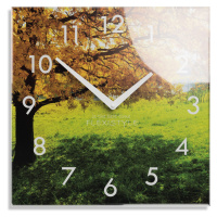 Dekorační skleněné hodiny 30 cm s podzimním motivem