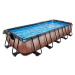 Bazén s krytem a pískovou filtrací Wood pool Exit Toys ocelová konstrukce 540*250*100 cm hnědý o