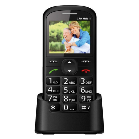 Tlačítkový telefon pro seniory CPA Halo 11, černá Myphone