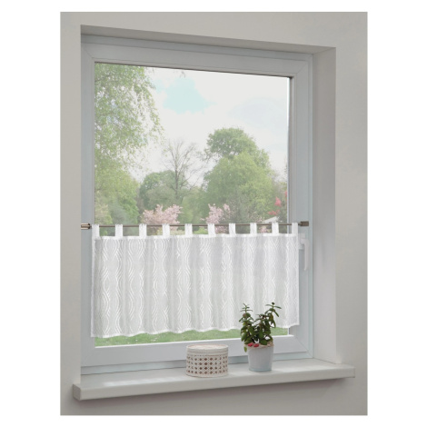 Sehlbach Vitrážová záclona s poutky, Silver Waves, bílá, 135 x 45 cm
