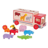 Bigjigs Toys Dřevěné auto se zvířátky safari