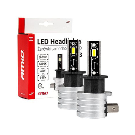 AMIO LED H3 12V 42W - bílá 5x1,5W (patice PK22s), sada 2 ks