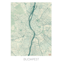 Mapa Budapest, Hubert Roguski, (30 x 40 cm)