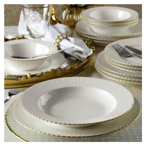 Porcelánová jídelní souprava 18 ks GOLD bílá zlatá Asir