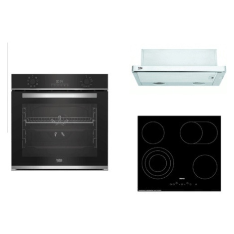 Set spotřebičů Beko- trouba BBIM13300X, deska HIC64404T, odsavač CTB6407X