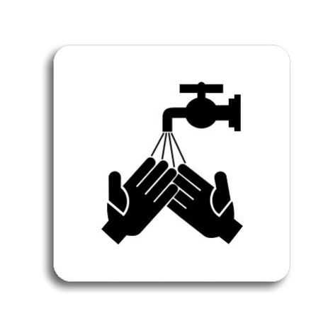 Accept Piktogram "umyjte si ruce" (80 × 80 mm) (bílá tabulka - černý tisk bez rámečku)