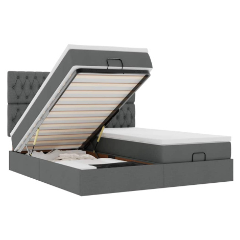 vidaXL Osmanský rám postele s matrací tmavě šedá 160x200cm textil