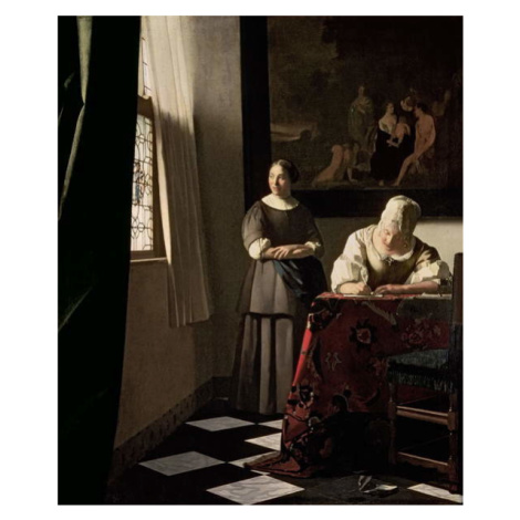 Jan (1632-75) Vermeer - Obrazová reprodukce Lady writing a letter with her Maid, c.1670, (35 x 4