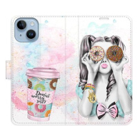 iSaprio flip pouzdro Donut Worry Girl pro iPhone 14