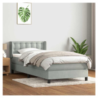 vidaXL Box Spring Postel s matrací Světle šedá 90x220 cm Samet