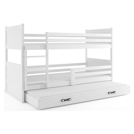 Expedo Patrová postel FIONA 3 COLOR + matrace + rošt ZDARMA, 80x190 cm, bílý, bílá
