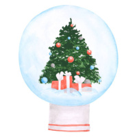 Ilustrace Snow globe isolated on a white, Nadja Golubitskaya, 40 × 40 cm