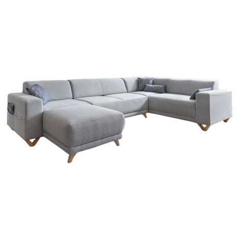 Světle šedá rozkládací/s úložným prostorem rohová pohovka (pravý roh/do "U") Classy Sophie – Miu Miuform