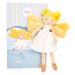 Panenka víla Aurore Forest Fairies Jolijou 25 cm v bílých šatech se žlutými křídly z jemného tex