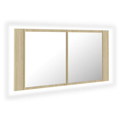 vidaXL LED koupelnové zrcadlo dub sonoma 90 x 12 x 45 cm akrylové