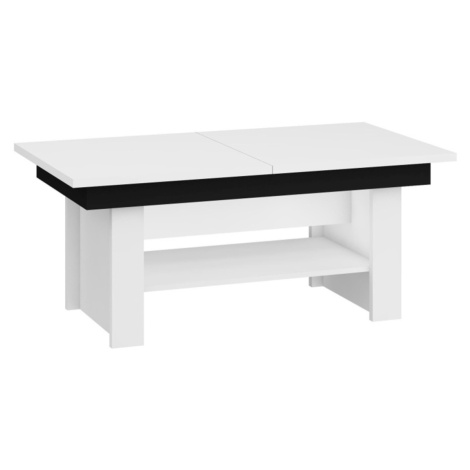 Konferenční stolek ARARAT rozkládací lesklý, barva: bílá/černý lesk, 5 let záruka MORAVIA FLAT