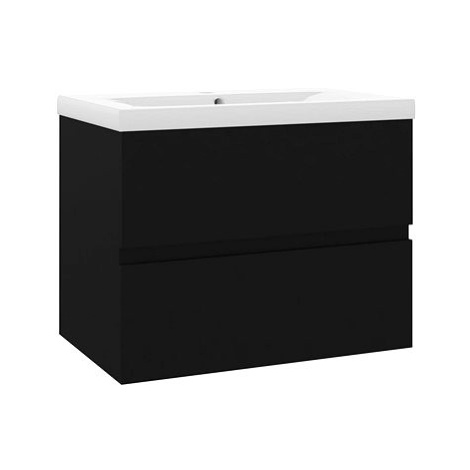 SHUMEE Skříňka se zápustným umyvadlem, dřevotříska, černá, 61 × 39,5 × 18,5 cm