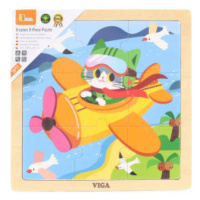 Viga puzzle 9 dílků letadlo s kočičkou