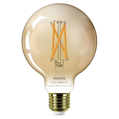 Philips Chytrá LED žárovka Filament E27 G95, 7 W, 640 lm, 2000-5000 K, jantarová