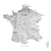 Mapa Map of France in gray watercolor, Blursbyai, 40x26.7 cm