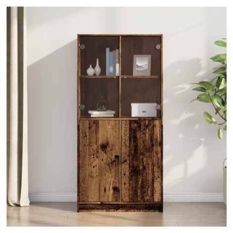 vidaXL Highboard s dvířky old wood 68 x 37 x 142 cm kompozitní dřevo