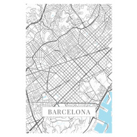 Mapa Barcelona white, (26.7 x 40 cm)