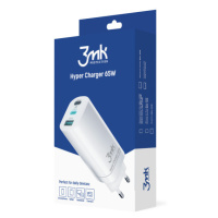 Nabíječka cestovní 3mk Hyper Charger 65W, GaN, 2x USB-C (PD), bílá