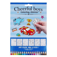 Cheerful boys, w009661, samolepky k domalování, pro kluky, 6 listů
