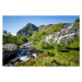 Fotografie Lofoten waterfall on the hiking trail, imageBROKER/Mara Brandl, 40 × 26.7 cm