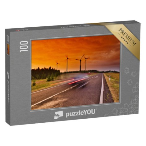 puzzle 100 dílků „Větrné elektrárny, Krušné hory, Česká republika“