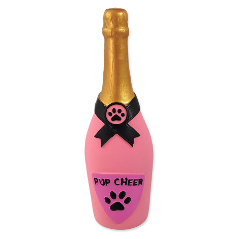 Dog Fantasy Latex hračka láhev sekt se zvukem růžová 16,5 cm