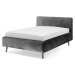 Tmavě šedá čalouněná dvoulůžková postel s úložným prostorem s roštem 140x200 cm Mattis - Meise M