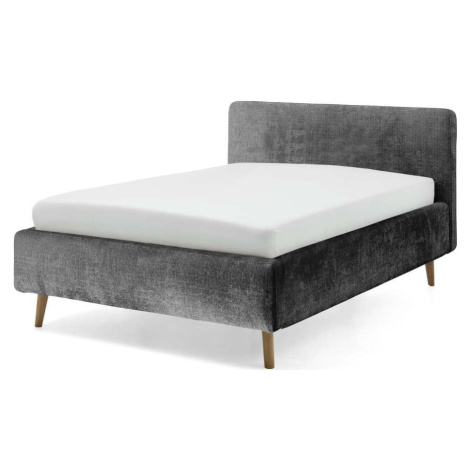 Tmavě šedá čalouněná dvoulůžková postel s úložným prostorem s roštem 140x200 cm Mattis - Meise M Meise Möbel