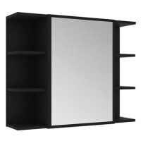 Shumee Koupelnová skříňka se zrcadlem - černá, 80 × 20,5 × 64 cm, dřevotříska
