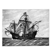 Ilustrace Sea Ship Santa María of Christopher, mikroman6, 40 × 35 cm