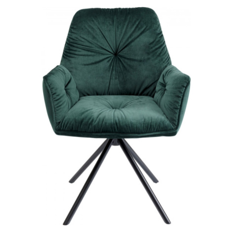 KARE Design Zelená čalouněná židle s područkami Mila