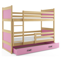 BMS Dětská patrová postel RICO | borovice 80 x 190 cm Barva: Růžová