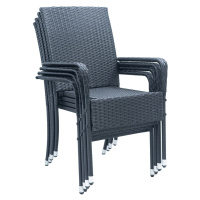 Juskys Polyratanove zahradní židle Yoro s područkami 4ks set černá