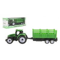 Teddies Traktor s vlekem plast 21cm na volný chod 2 barvy v krabičce 23x9x6cm