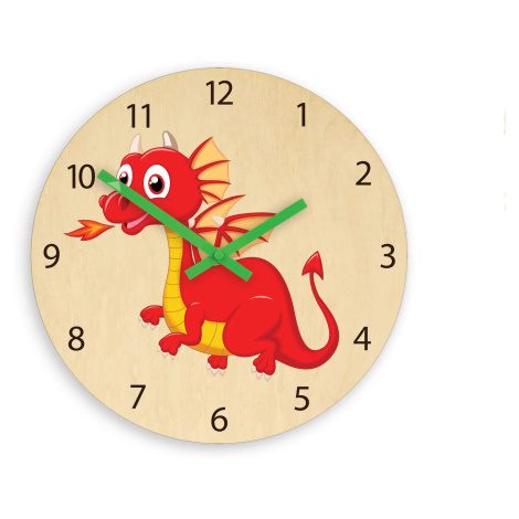 ModernClock Dětské nástěnné hodiny Ami Drak 30 cm vícebarevné