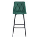 Barová židle NADO sametová tmavě zelená (černé nohy)