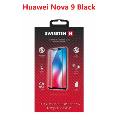 Tvrzené sklo Swissten Full Glue, Color Frame, Case Friendly pro Huawei Nova 9, černá