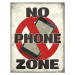 Plechová cedule No Phone Zone, (32 x 41 cm)