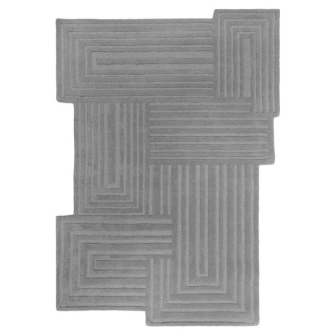 Šedý ručně tkaný vlněný koberec 120x170 cm Zen Rectangles – Flair Rugs