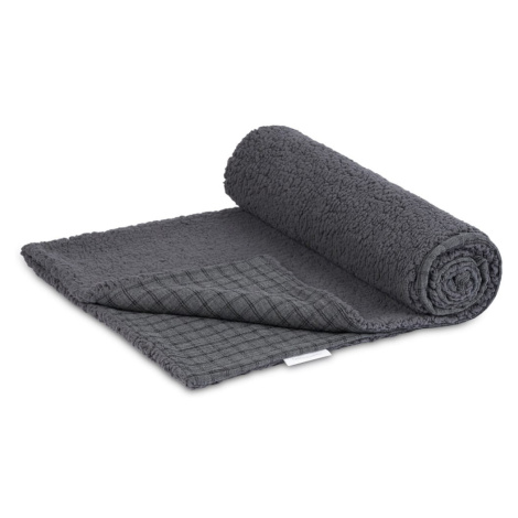 Cotton and Sweets Cotton and Sweets Obojstranný prehoz z mušelínu a umelej kožušiny grafitovo ko