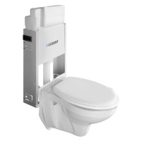 Aqualine Závěsné WC Taurus s podomítkovou nádržkou a tlačítkem Geberit, bílá - SET(110.100.00.1/