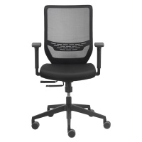 TrendOffice Kancelářská otočná židle TO-SYNC, s područkami a univerzálními kolečky, černá, síťov