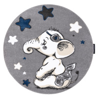 Dywany Łuszczów Dětský kusový koberec Petit Elephant stars grey kruh - 140x140 (průměr) kruh cm