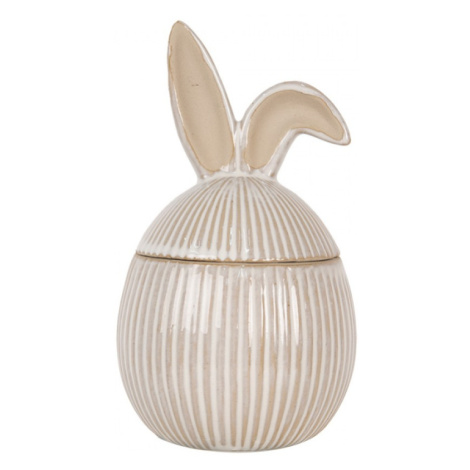 Béžová keramická dóza s víčkem z králičíma ušima Oren – 12x12x21 cm Clayre & Eef