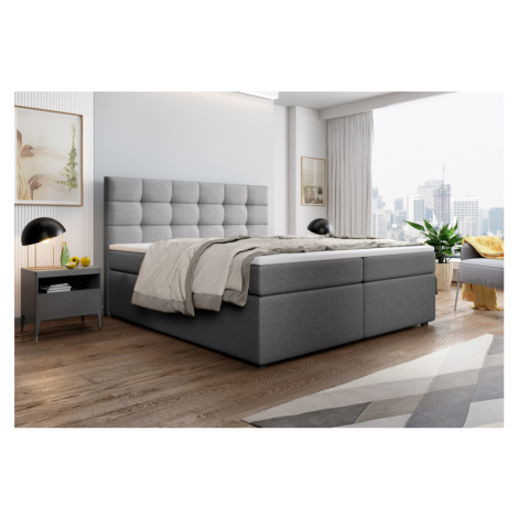 Expedo Čalouněná postel boxspring SALMA + vrchní matrace, 140x200, inari 91